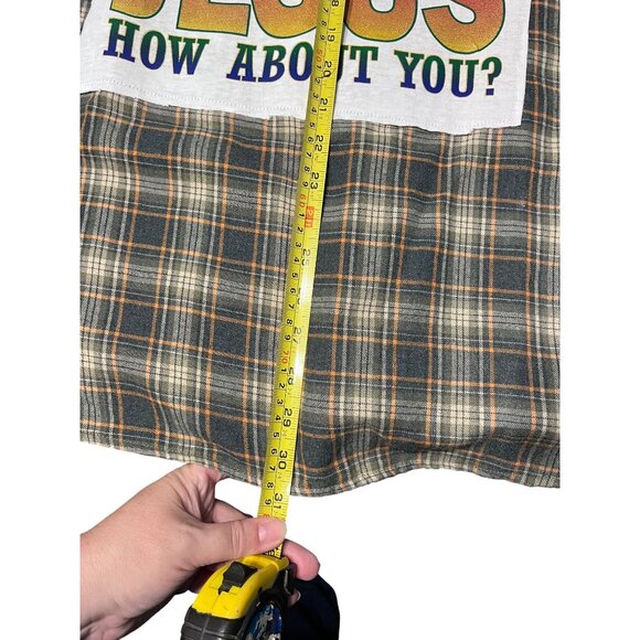 Hurley Green Plaid Flannel Shirt "Im Living For Jesus How About You?" Size M - Picture 3 of 5